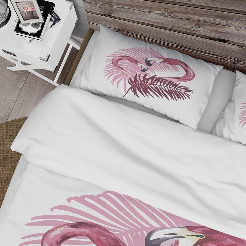 Designart 'Flamingo In Tropical Summer II' Tropical Duvet Cover Set