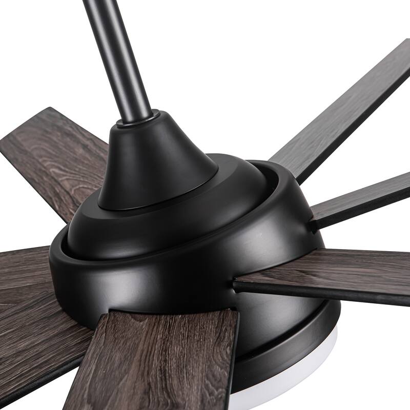 Dual-Tone Wood Blades Ceiling Fan Light with Dimmable 3-Color LED & 6-Speed Remote Control, Timer and Memory Function