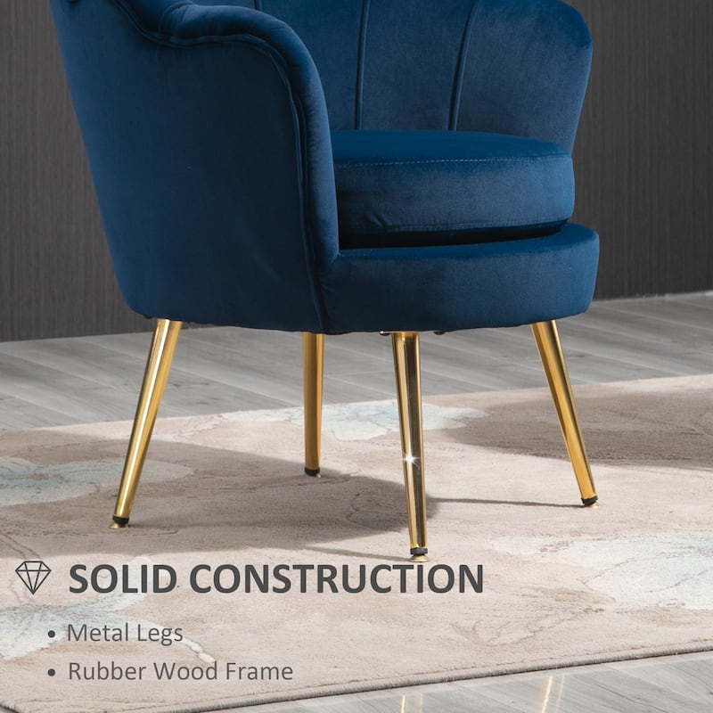 Velvet-touch Fabric Accent Chair - Blue