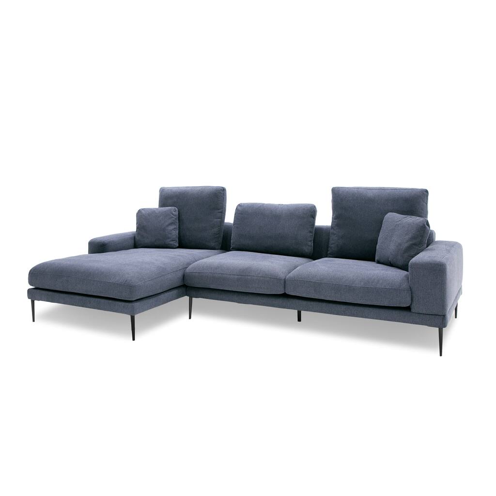 Divani Casa Corwith Modern Blue Fabric Left Facing Sectional