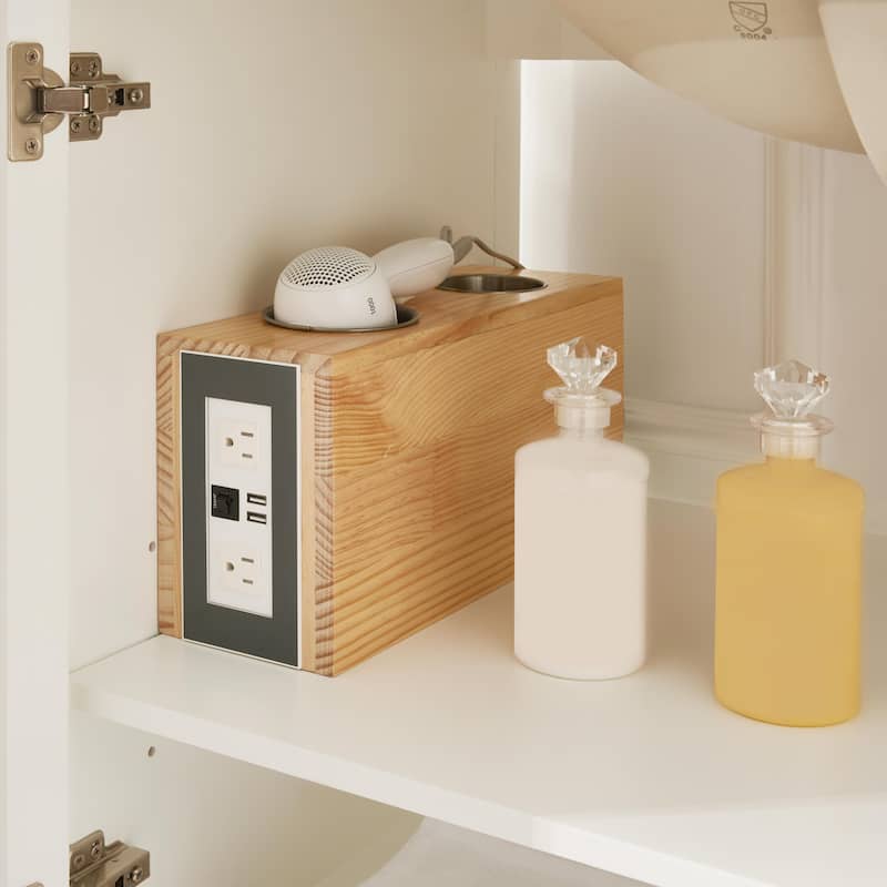 36" Solid Wood Bathroom Vanity with USB Charging Storage