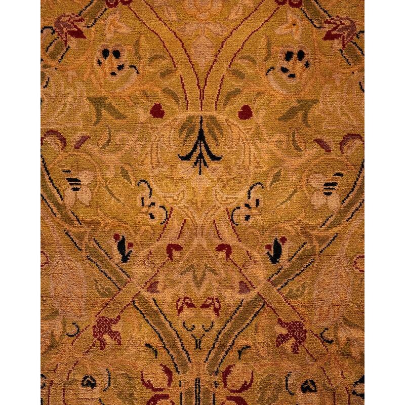 Overton Hand Knotted Wool Vintage Inspired Modern Contemporary Overdyed Gold Runner Rug - 3' 1" x 12' 10"