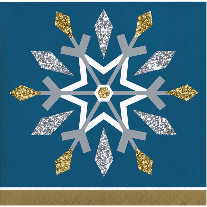 2-Ply Snowflake Christmas Beverage Napkins - 5" - Club Pack of 192