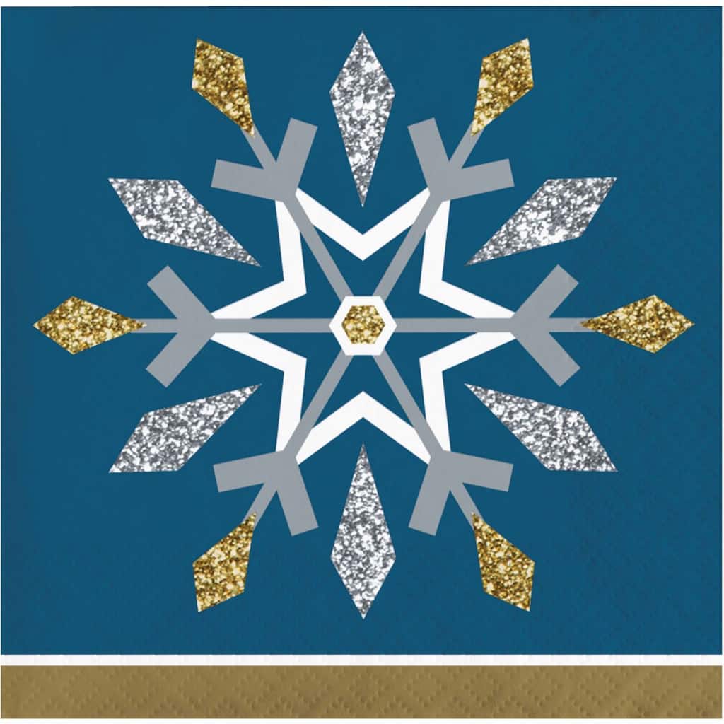 2-Ply Snowflake Christmas Beverage Napkins - 5" - Club Pack of 192