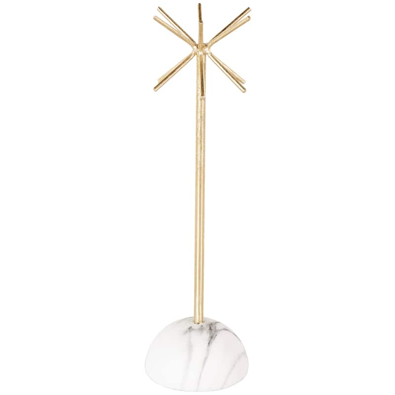 Metal 12 Slot Jewelry Stand with White Base - Gold - Roche River Decor - Gold