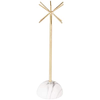 Metal 12 Slot Jewelry Stand with White Base - Gold - Roche River Decor
