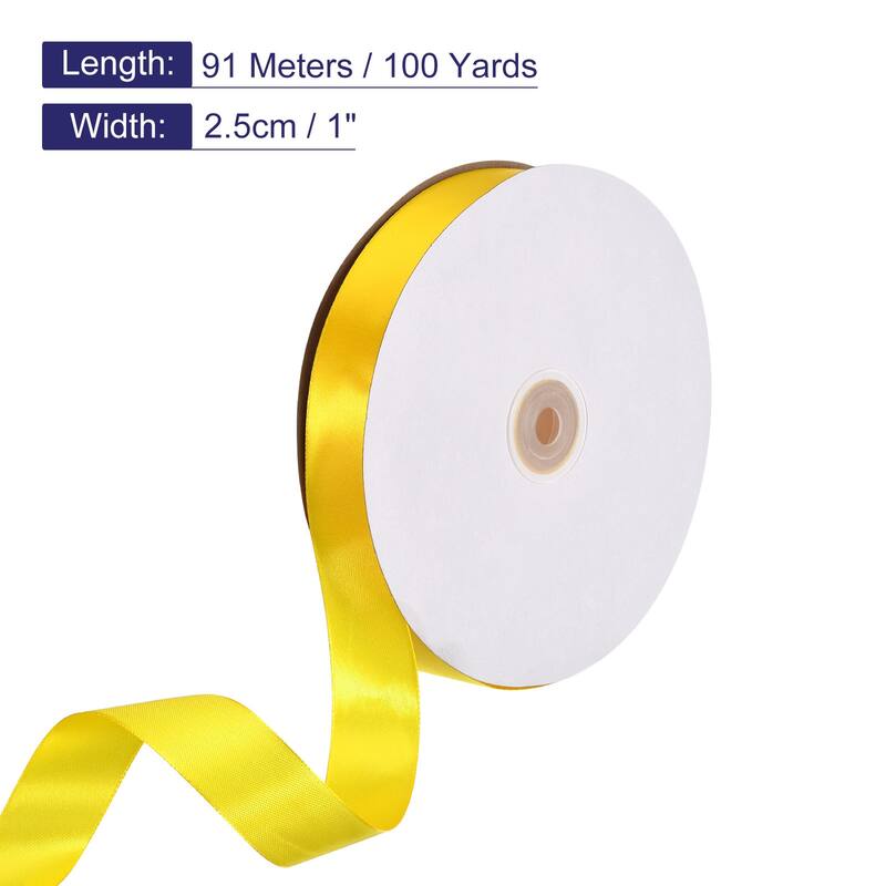 Satin Ribbon, 100 Yards Single Face Polyester Satin Ribbon - Golden Yellow - 1 Inch