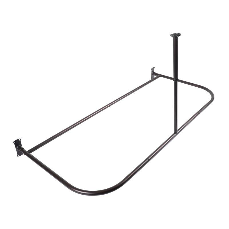 Utopia Alley Rustproof Aluminum D-shape Shower Rod With Ceiling Support for Freestanding Tubs, 60 * 25 in