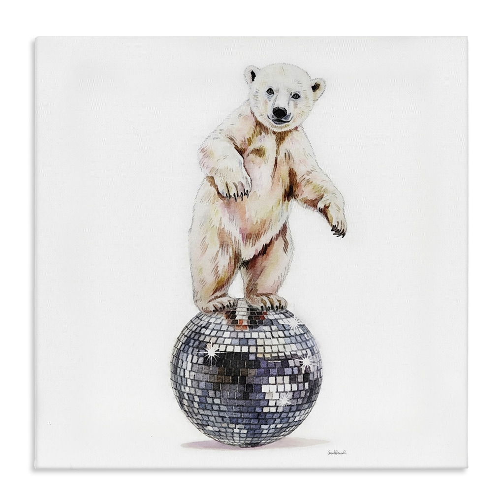 Stupell Polar Bear on Disco Ball Canvas Wall Art Design By Amanda Greenwood