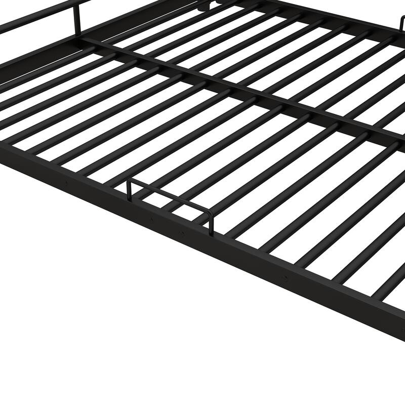 Metal Triple Bunk Bed with Built-in Ladders, Convertible into Platform Bedframe for 3 Kids Teens Adults, No Box Spring Required
