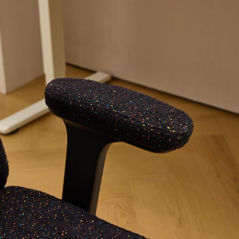 Speckled Chenille Swivel Chair With Flip-Up Arms For Cross-Legged