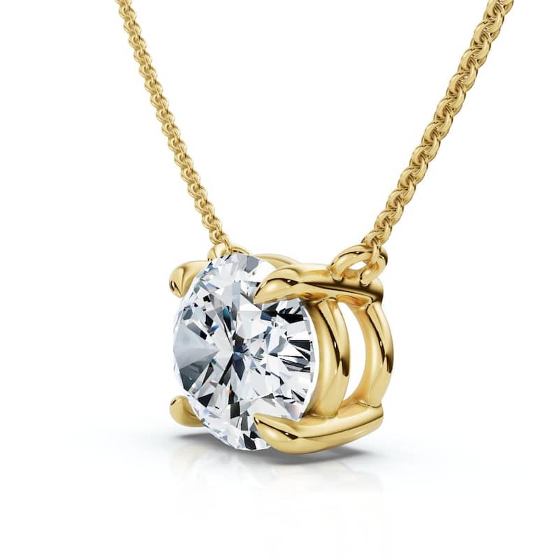 Bliss Diamond Certified 2Ct Diamond Oval Solitaire Pendant Gold 18" Womens Chain Lab Grown - Yellow