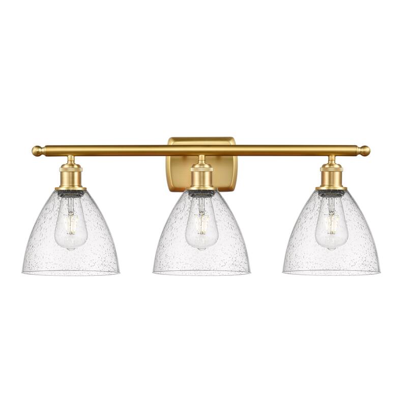 Innovations Lighting 516-3W-12-28 Bristol Vanity Bristol Glass 3 Light - Satin Gold / Seedy