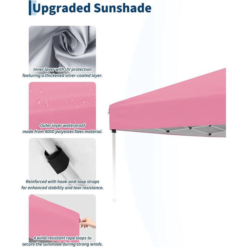 10x10ft Waterproof Pop Up Canopy Tent Replacement Top for Outdoor Garden Patio Sun Shade (Top Only) - N/A