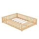 preview thumbnail 7 of 106, Twin/Full/Queen Size Floor Bed with Safety Guardrails for Kids, Wood Montessori Bedframe w/ Door, Children's Noiseless Beds