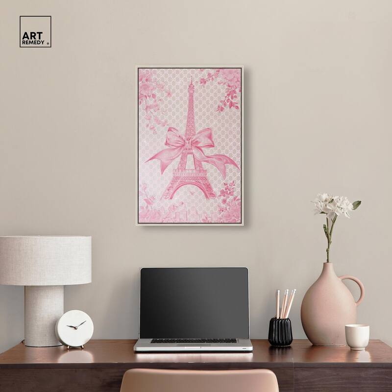 Ribbon Eiffel Tower Canvas by Art Remedy