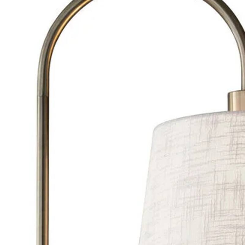 Brass Metal Floor Lamp with Black Base Linen Empire Shade and Tray Table USB Port - 18.5” x 11” x 65” (D x W x H)