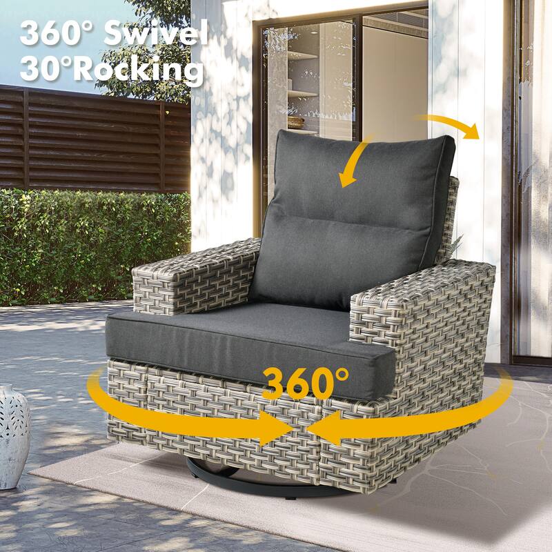 XIZZI 9-piece Outdoor Patio Wicker Furniture Swivel Chair Set