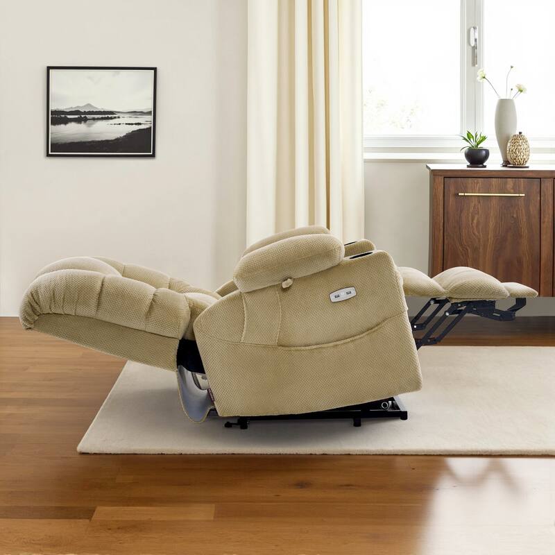 MCombo Large Dual Motor Power Lift Recliner Chair with Massage and Dual Heating for Elderly People, Faux Leather