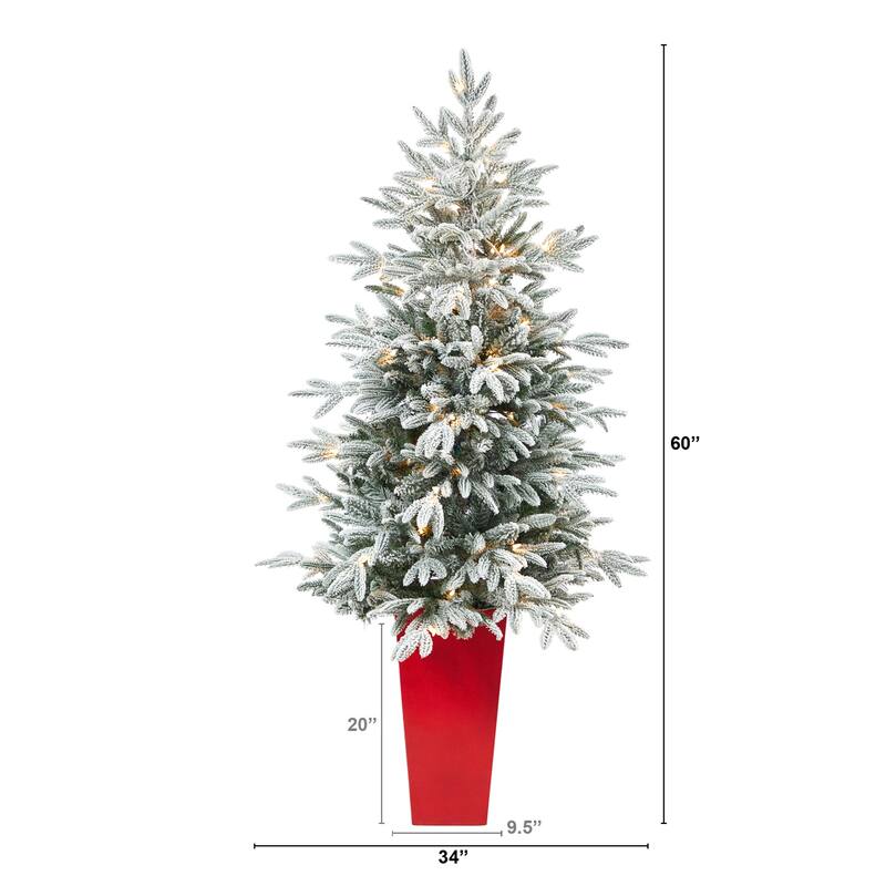 5ft Artificial Christmas Tree with Lights & Planter - Holiday Spruce Decor - Green - 60