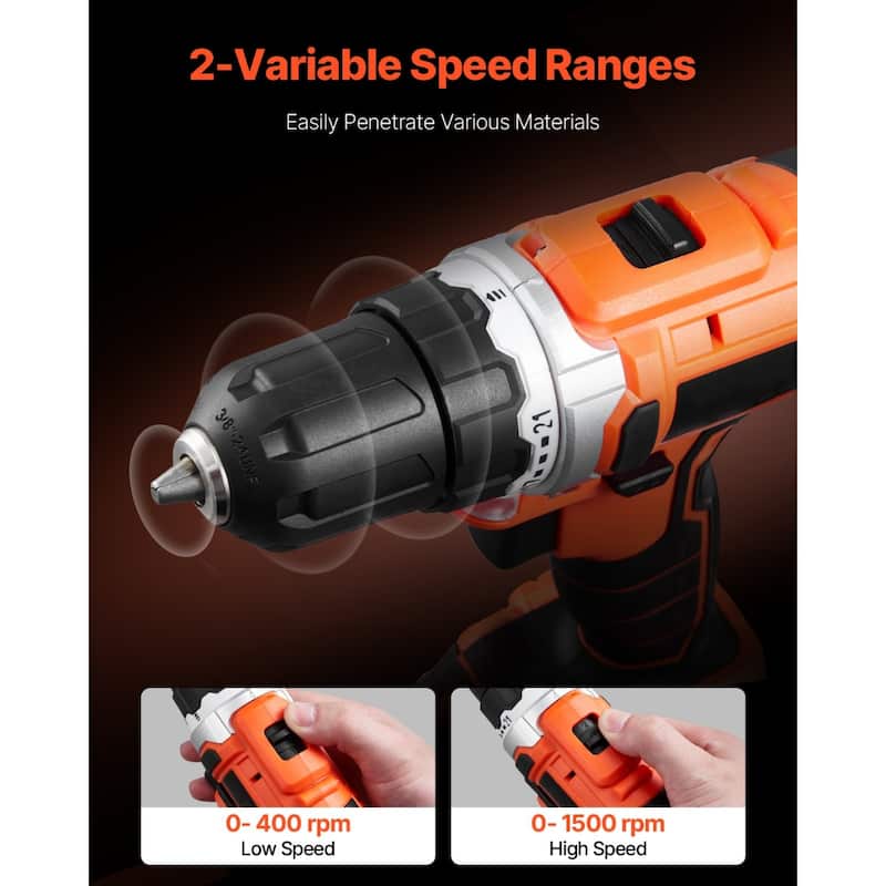 Black and Orange 12V Cordless 2 Tool Power Drill and Impact Driver Set with 2Ah Batteries and Fast Charger