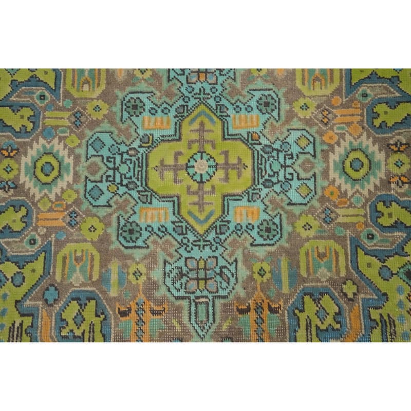 Hand Knotted Oriental 100% Wool Carpet Traditional Floral Green Tabriz Area Rug - 11' 2'' X 7' 10''