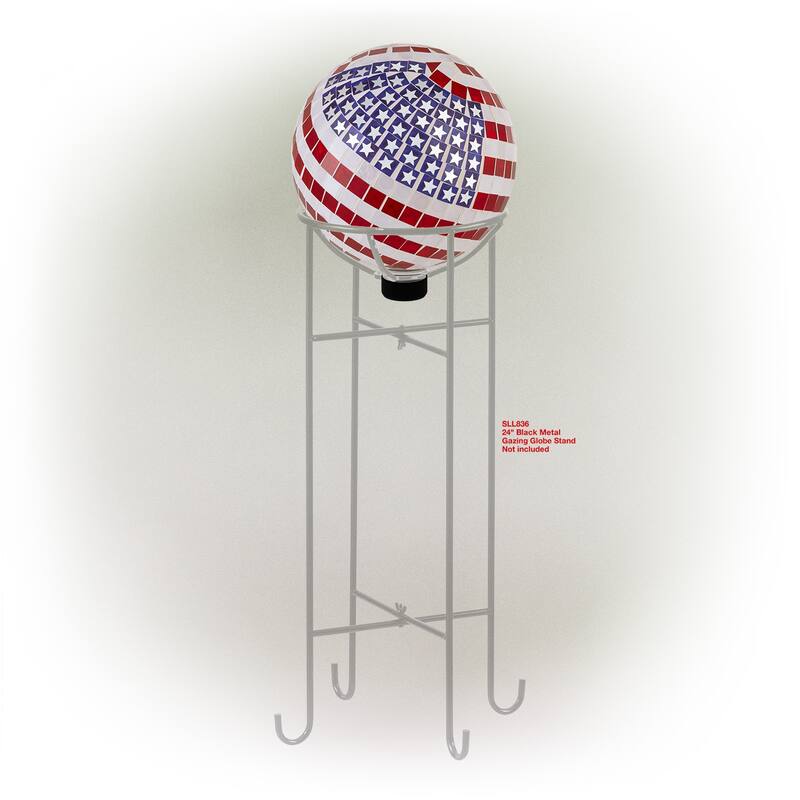 Alpine Corporation 10" Diameter Indoor/Outdoor Glass Mosaic Gazing Globe Yard Decoration, Patriotic Design