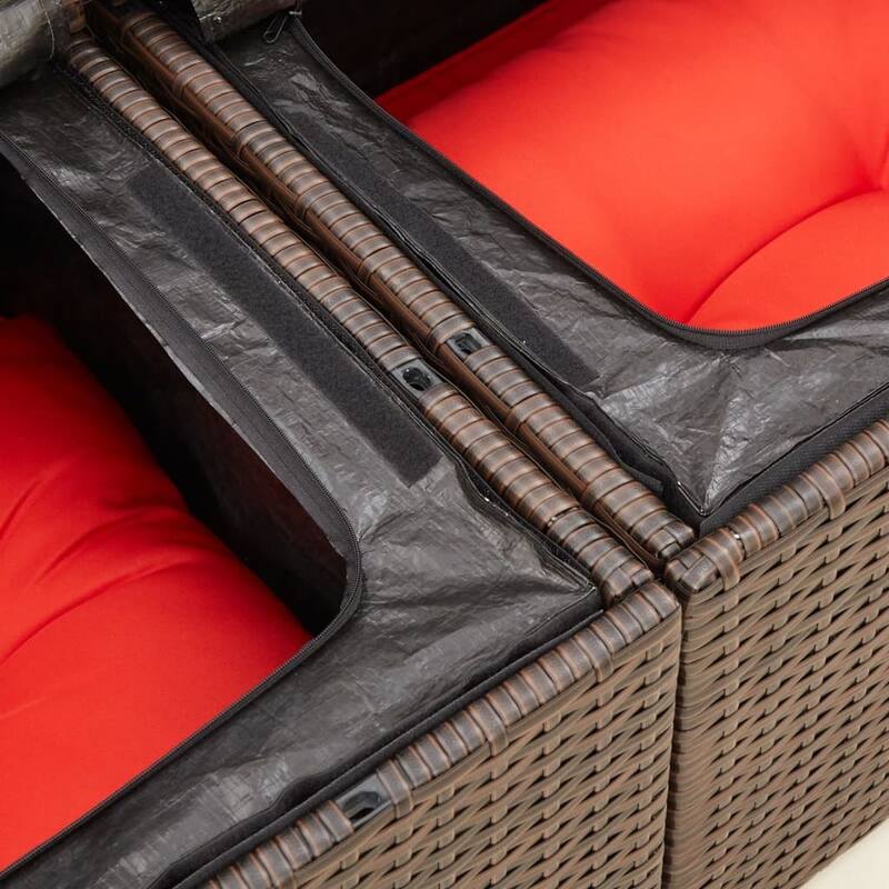 vidaXL Reclining Patio Sofa 2-Seater with Table Loveseat Furniture Poly Rattan - 23.2 x 51.2 x 36.2 in
