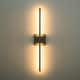 preview thumbnail 41 of 119, 1-Light Black/ Gold/ Nickel Modern Long Linear Strip Wall Sconce Dimmable LED Bathroom Vanity Light