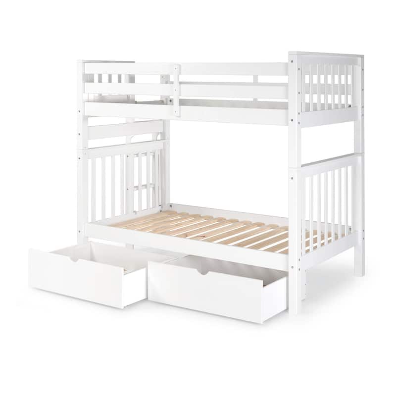 Taylor & Olive Trillium Tall Twin over Twin Bunk Bed, 2 Drawers