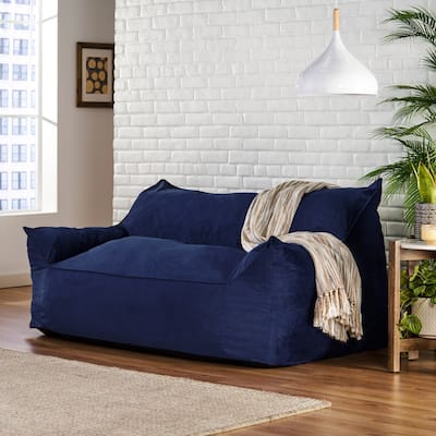 Velie Velveteen 2 Seater Oversized Bean Bag Chair with Armrests by Christopher Knight Home