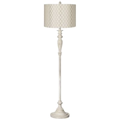 Vintage Floor Lamp 60" Tall Antique Embroidered Hourglass Drum Shade - 16" x 60"