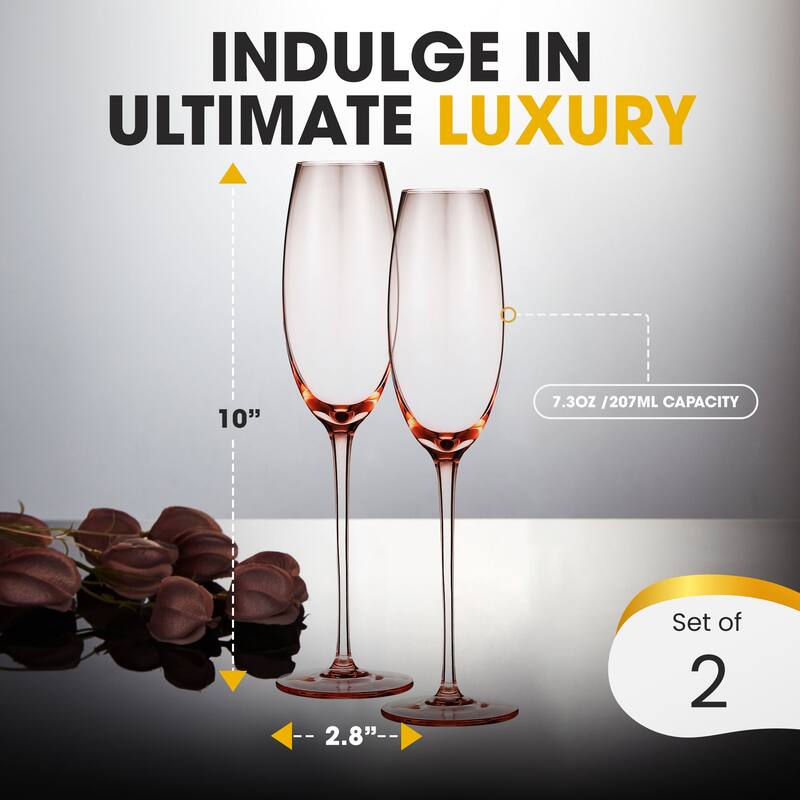 Berkware Luxurious and Elegant Sparkling Colored Glassware - Champagne Flutes