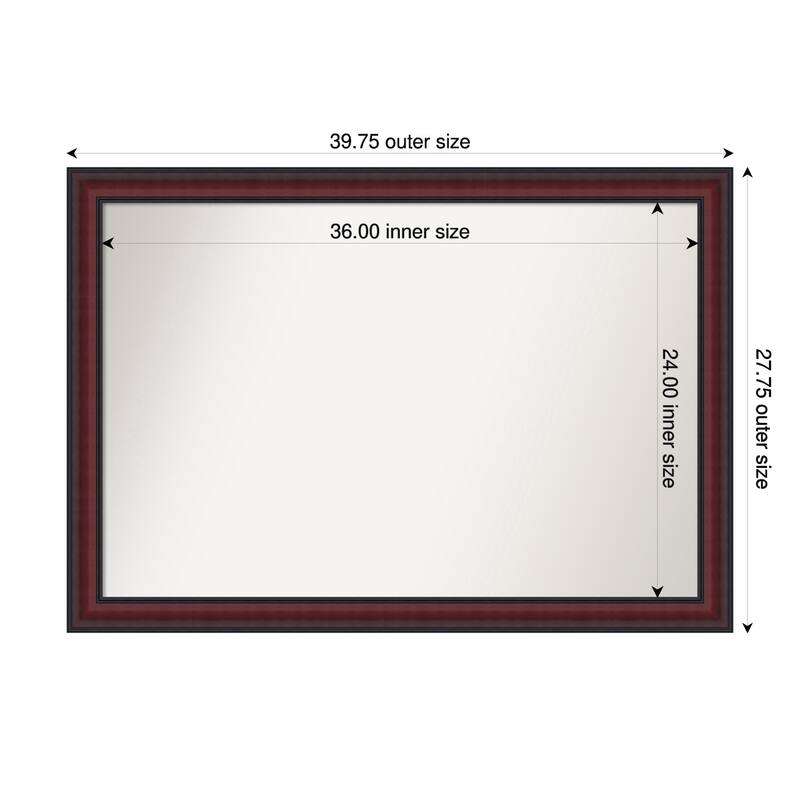 Dalat Non-Beveled Framed Bathroom Vanity Wall Mirror - Dalat Cherry - 40 x 28 in