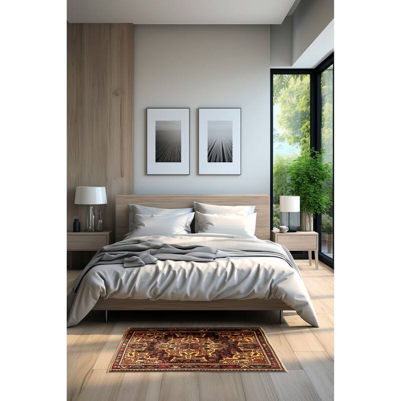 ECARPETGALLERY Hand-knotted Teimani Dark Brown Wool Rug - 2'10 x 4'1