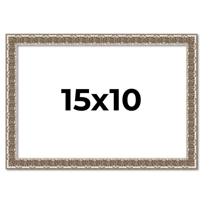 15x10 Frame Silver Versailles Ornate Solid Wood Picture Frame | 1 Inch