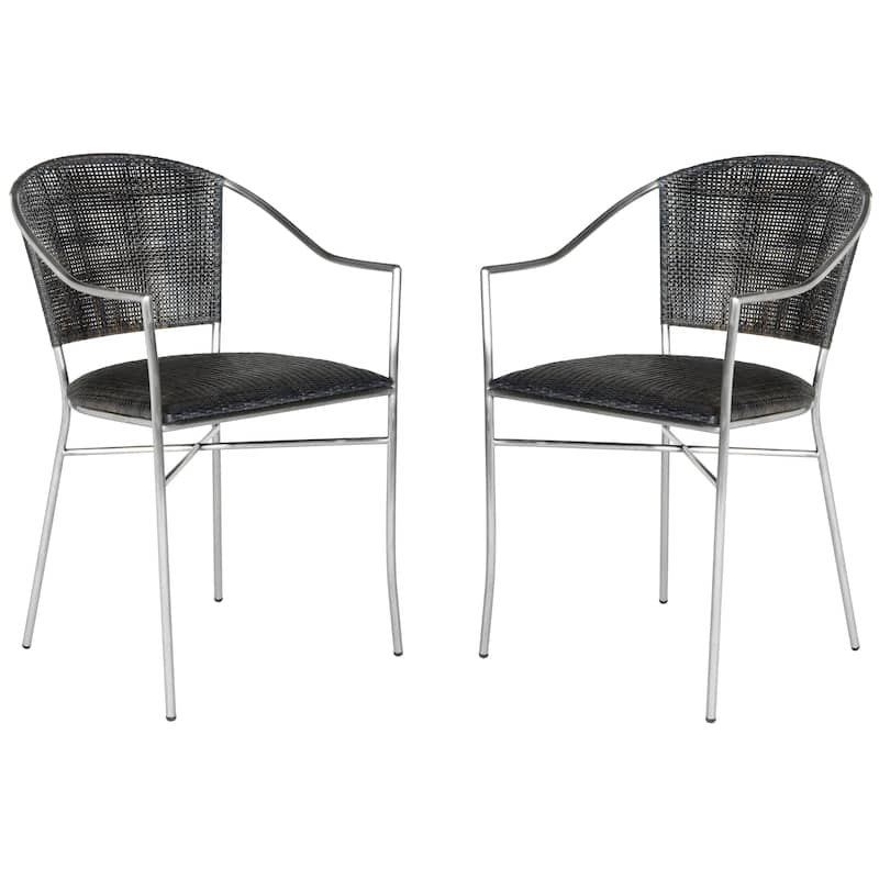 SAFAVIEH Jullieta Black Arm Chair (Set of 2) - 21" W x 22.3" L x 33.5" H - 21Wx22Dx34H