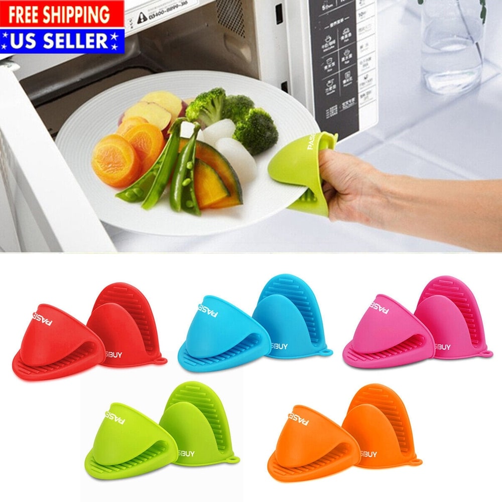 Silicone Oven Mitts and Pot Holders Heavy Duty Cooking Kitchen Rag Burgundy  6 Pc