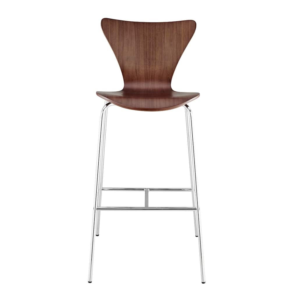 Tendy Bar Stool in American Walnut with Chrome Legs - Set of 4