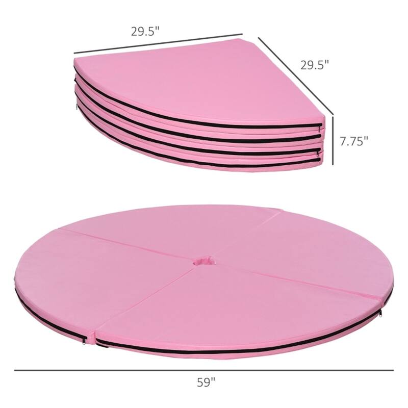 Round Foldable Dance Mat Extra Thick Foam Heavy-Duty PVC Cover Waterproof Portable Exercise Floor Mat Universal Pole