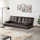preview thumbnail 25 of 73, Modern Convertible Sleeper Sofa, Faux Leather Foldable Recliner Couch with 2 Cup Holders, Upholstered Futon Sofa Bed