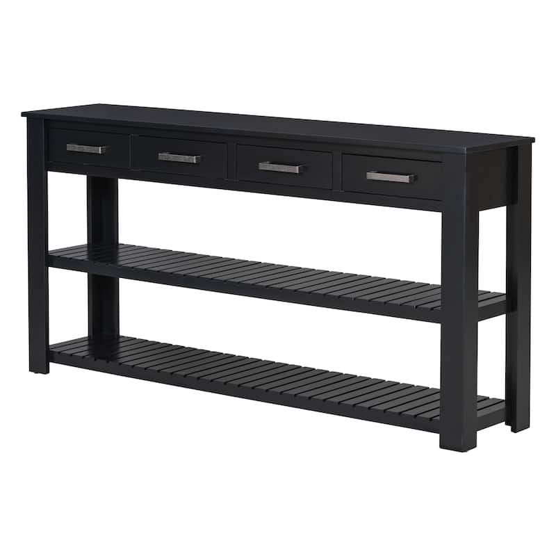 Styli Entryway Console Table with 4 Drawers and 2 Shelves - Black