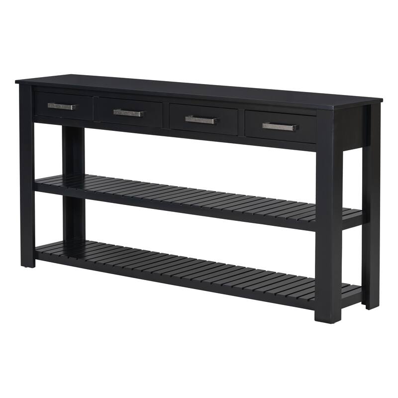 Stylish Entryway Console Table with 4 Drawers and 2 Shelves, Suitable for Entryways, Living Rooms.