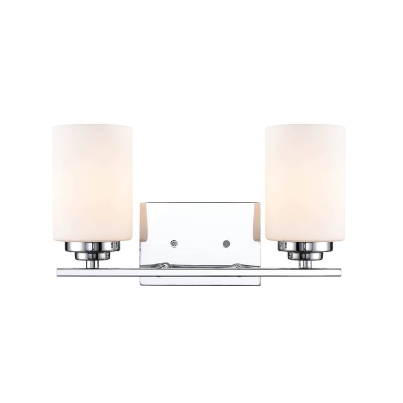 Millennium Lighting Durham 2 Light Bathroom Vanity Fixture with Frosted Glass Shades - Chrome