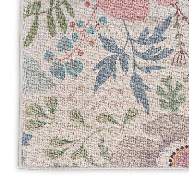 Nourison Washables Indoor Pink Floral Area Rug On Sale Bed Bath