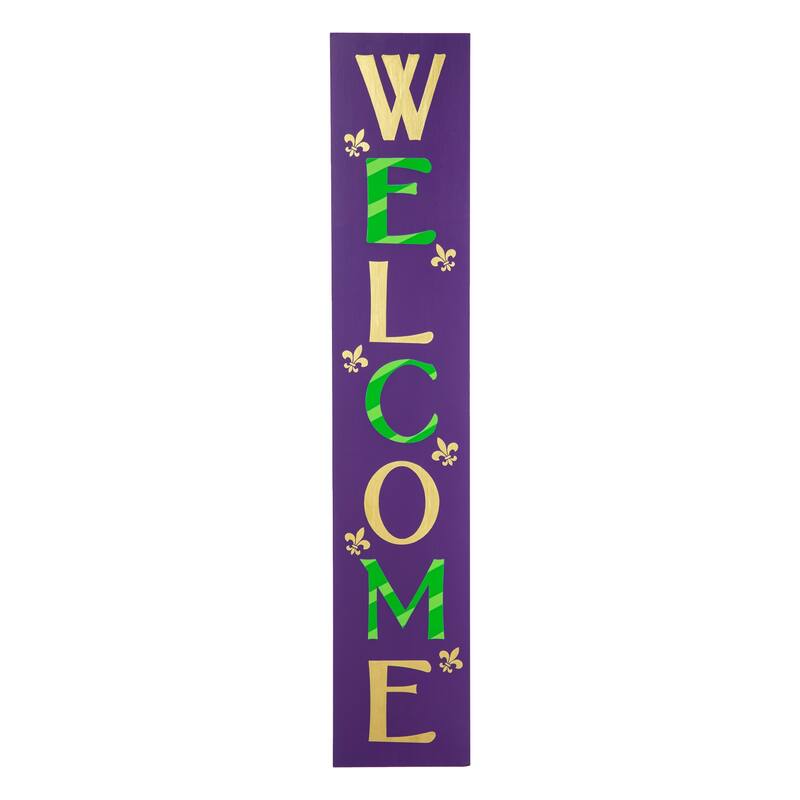 Glitzhome 42"H Mardi Gras WELCOME Wooden Porch Sign