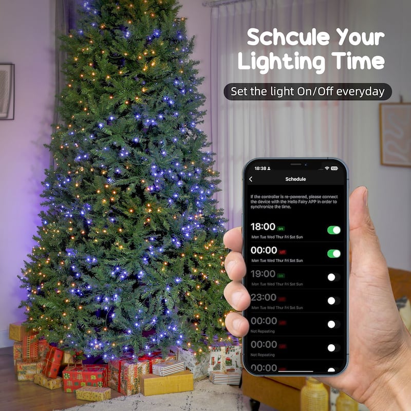 HOMCOM 9ft Smart Prelit Xmas Tree: Full-Spectrum RGB, App/Remote, Hinged, Easy Assembly, Green