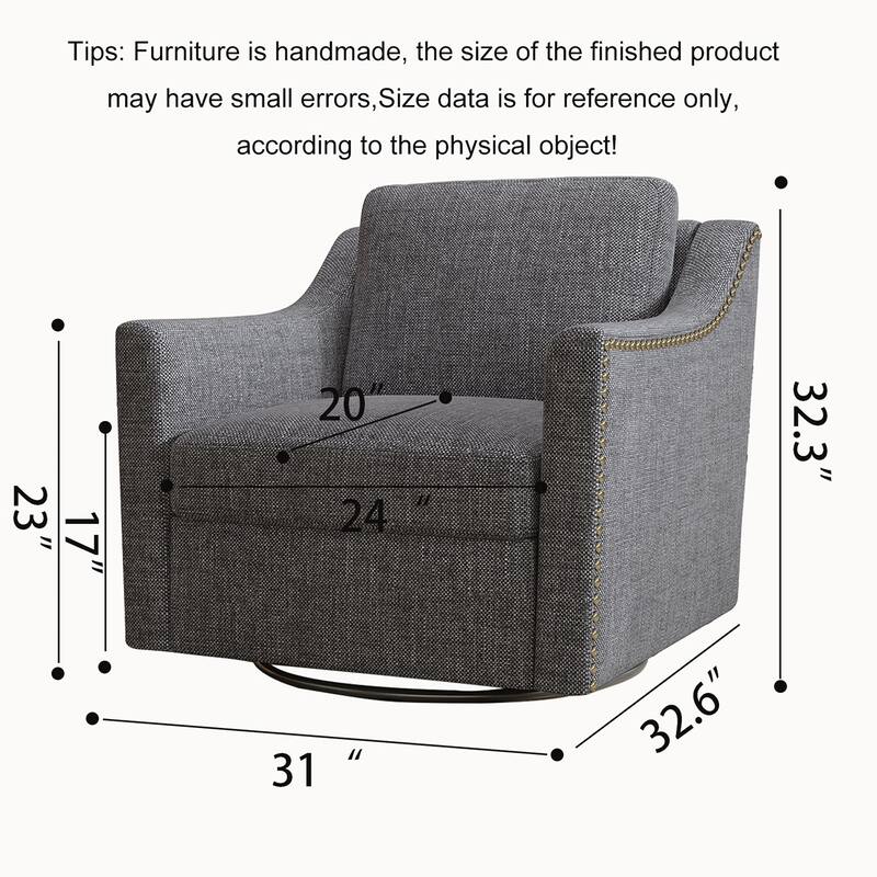 360 Degree Swivel Linen Armchair