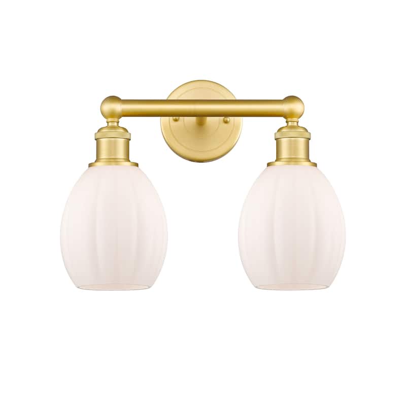 Innovations Lighting 616-2W-13-15 Eaton Vanity Eaton 2 Light 15" Wide - Satin Gold / Matte White