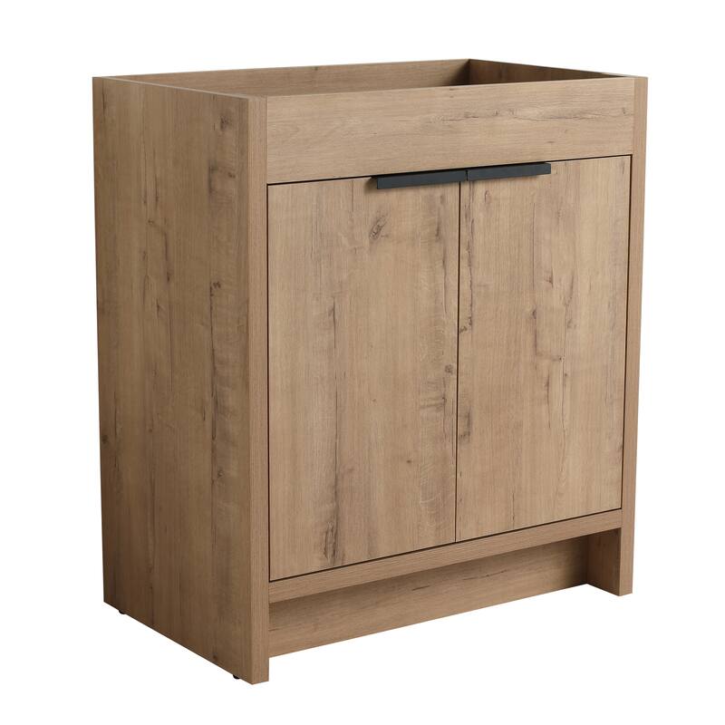 30" Freestanding Bathroom Vanity Cabinet with 2 Soft-Close Doors, Adjustable Shelf, Eco-Friendly Plywood Base, Vanity Only - 29.31 in W Plywood - Imitative Oak